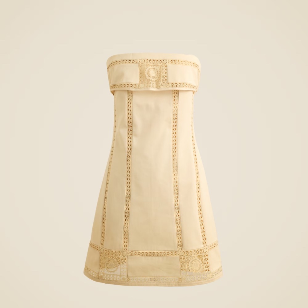 New JCREW Size 8 Crochet Panel Mini Dress in Yellow $268 CL647 - Picture 6 of 7
